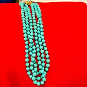Turquoise Beaded Necklace with Gold Clasp